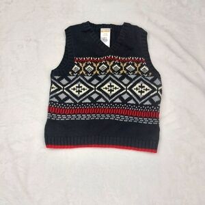 GYMBOREE BOYS BLACK RED GRAY KNIT 100% COTTON SWEATER VEST SIZE 12-18 MONTHS